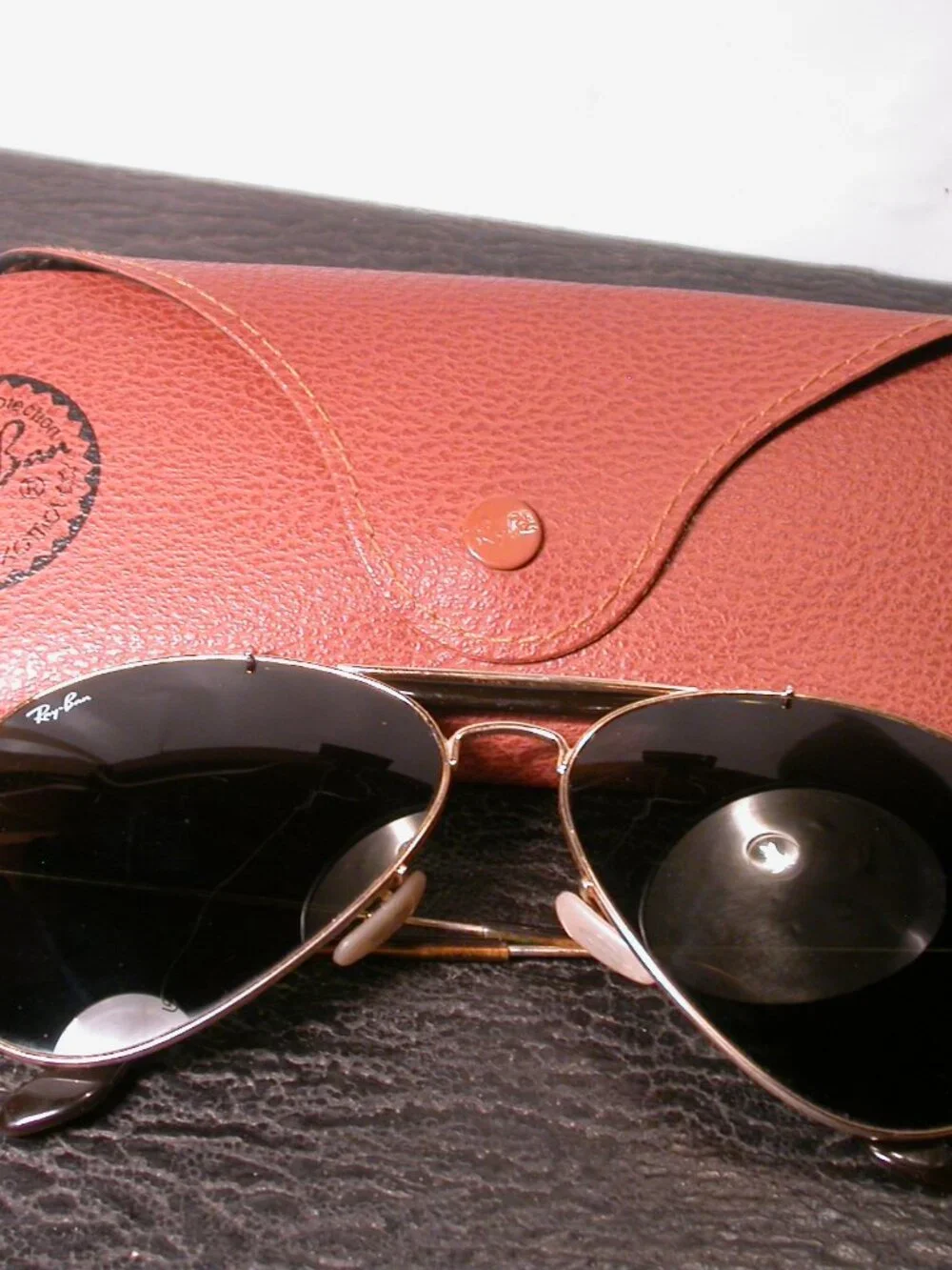 Ray Ban Outdoorsman Gold Metal Aviator Wrap Shades Sunglasses Made in Italy